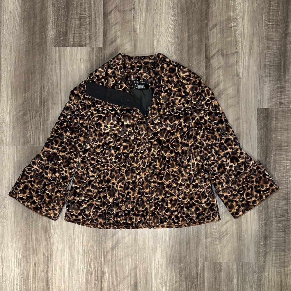 Etcetera Leopard Print Faux Fur Jacket - 8